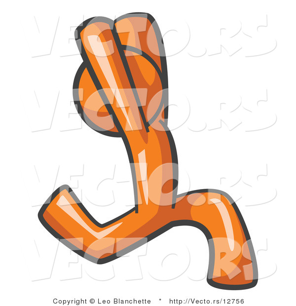 600x620 Vector Of Orange Guy Running Away With His Arms In The Air By Leo