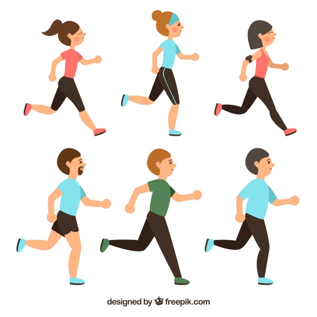 626x626 Set Of Six People Running Vector Free Download