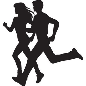 300x300 Two People Running Clipart