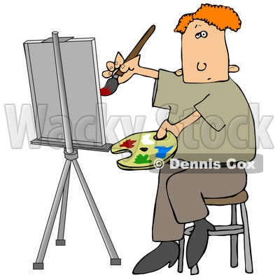 400x400 Clipart Illustration Image Of A Red Haired Male Artist Sitting