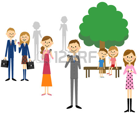 450x371 People Busy On Their Mobile Phone Royalty Free Cliparts, Vectors