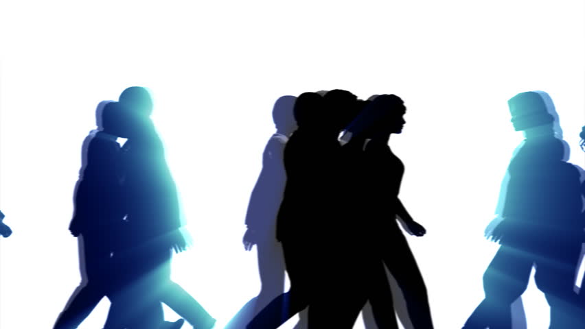 852x480 People Walking By 3d Vector Silhouette Animation Stock Footage