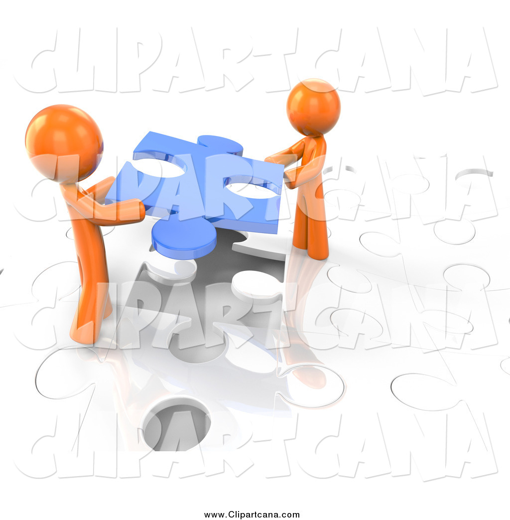 1024x1044 Clip Art Of A 3d Orange Men Working Together To Complete A Puzzle
