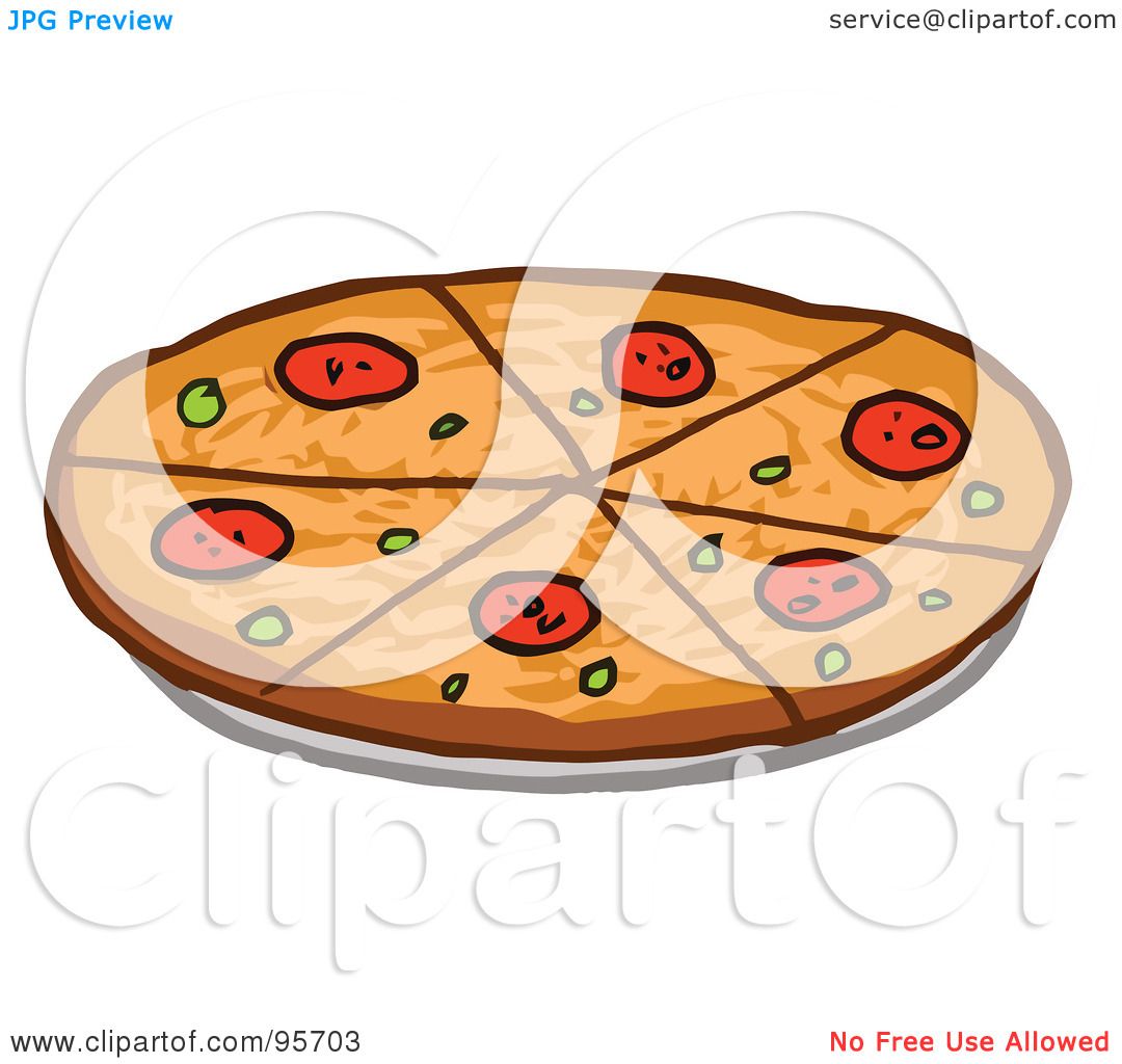 1080x1024 Royalty Free (Rf) Clipart Illustration Of A Sliced Pepperoni Pizza