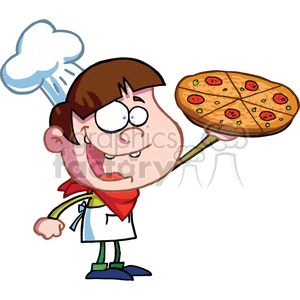 300x300 Royalty Free Boy In A Chef Hat Holding A Pepperoni Pizza 377172