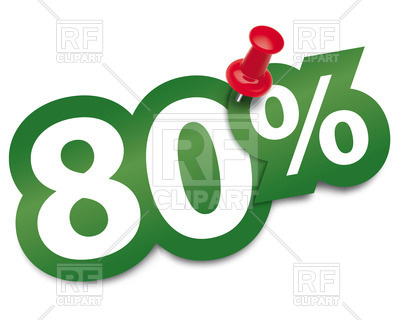 400x320 Eighty Percent Sticker Fixed By Thumbtack Royalty Free Vector Clip