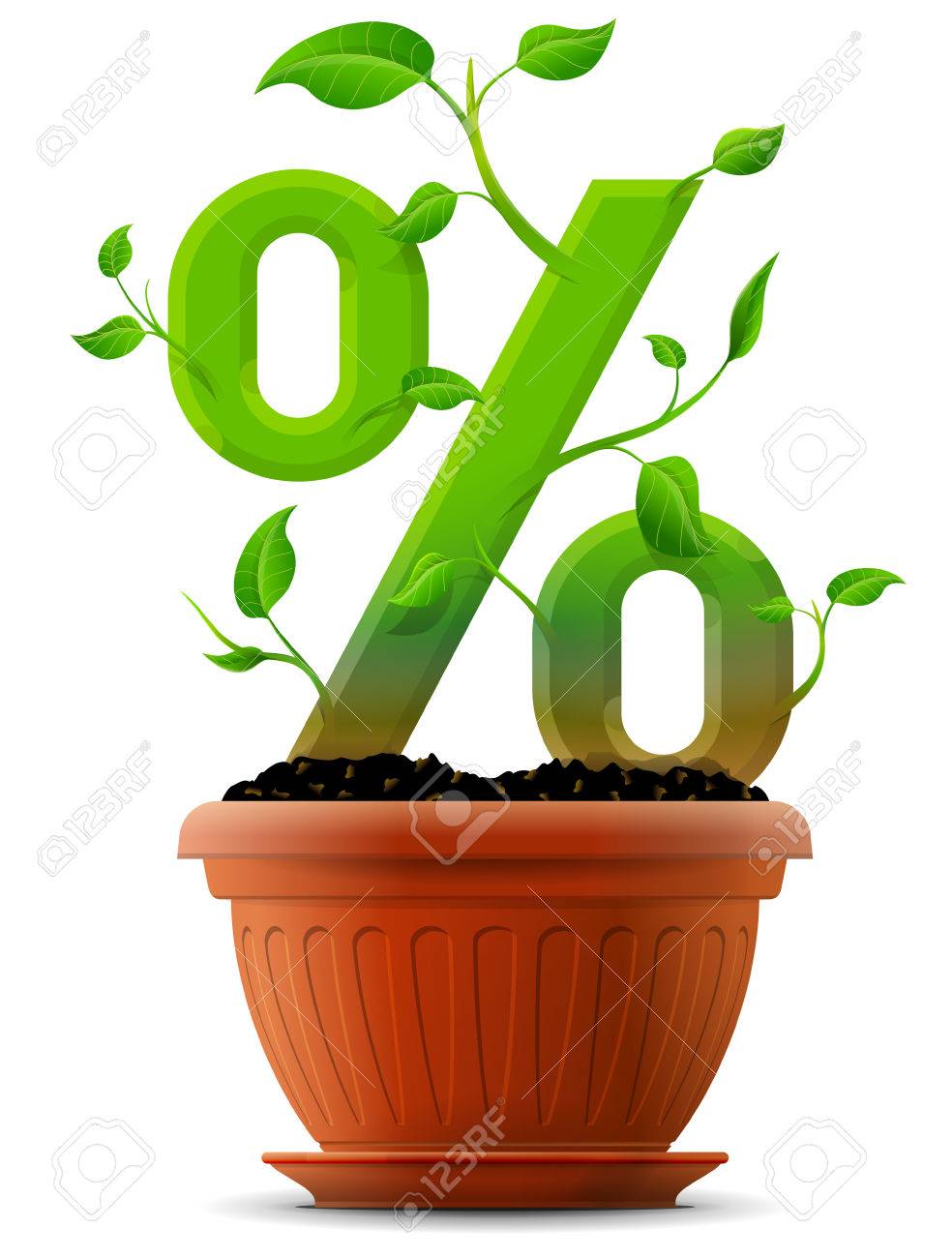 984x1300 Growing Percentage Symbol As Plant With Leaves In Flower Pot