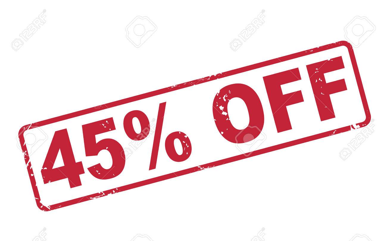1300x811 Stamp 45 Percent Off With Red Text Over White Background Royalty