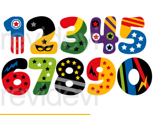 600x450 Superhero Numbers Clip Art Graphics By Revidevi