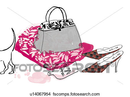450x336 Drawings Of Bag, Perfume Bottle And Assorted Shoes U14067954