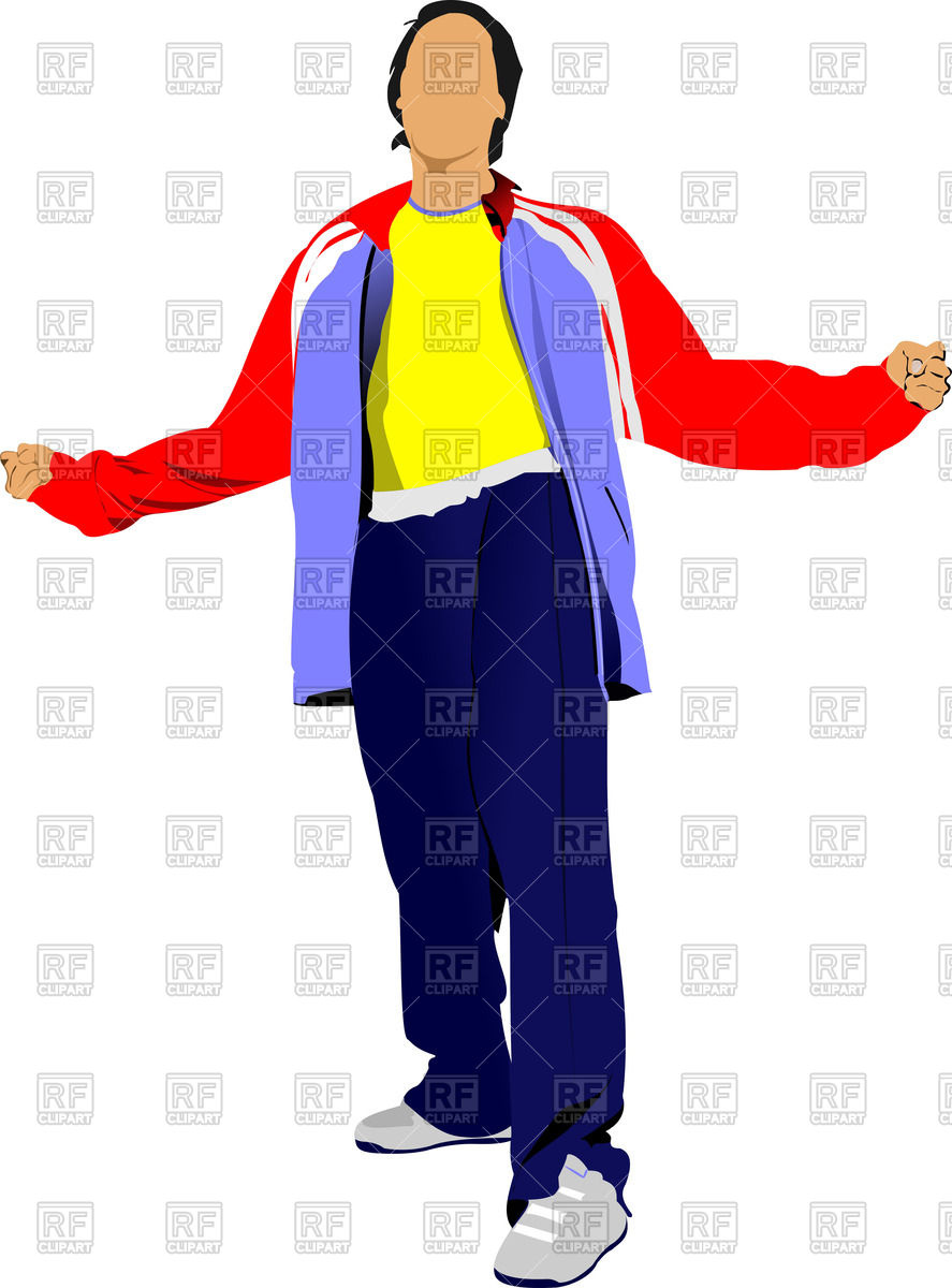 887x1200 Silhouette Of Man In Tracksuit Royalty Free Vector Clip Art Image