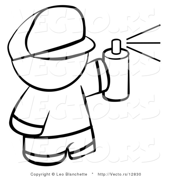 600x620 Vector Of Boy Spray Painting