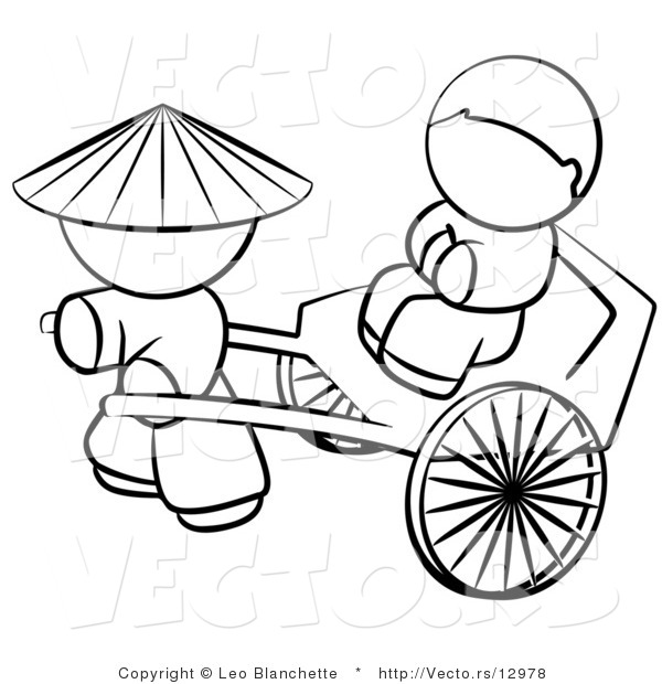 600x620 Vector Of Chinese Person Pulling A Customer In A Cart