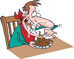 300x239 Man Eating Spaghetti Clip Art Image