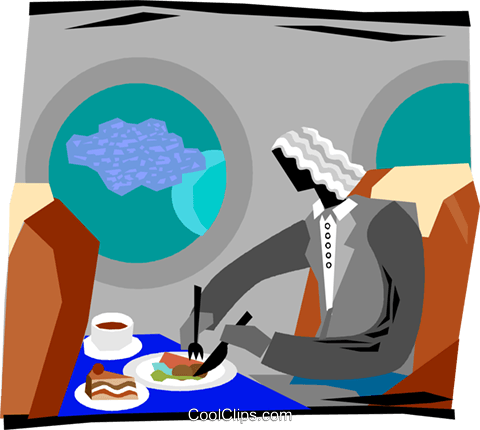 480x430 Person Eating A Meal In A Plane Royalty Free Vector Clip Art