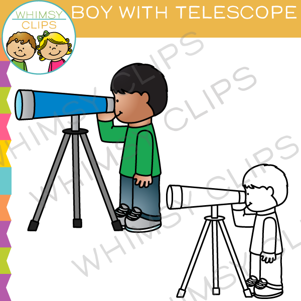 600x600 Boy Looking Through A Telescope Clip Art , Images Amp Illustrations
