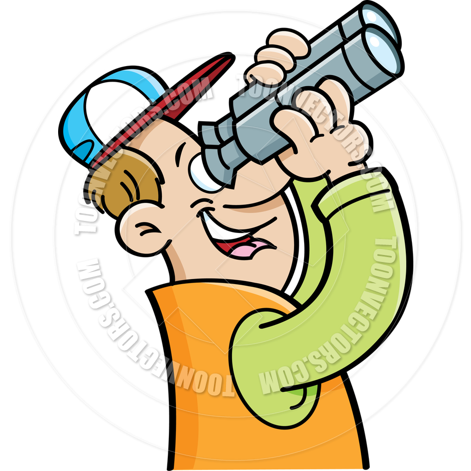 940x940 Cartoon Man Looking Through Binoculars By Kenbenner Toon Vectors