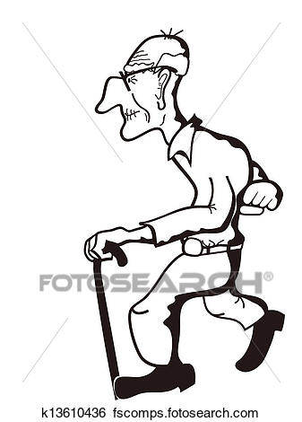 337x470 Clip Art Of Old Man Outline K13610436