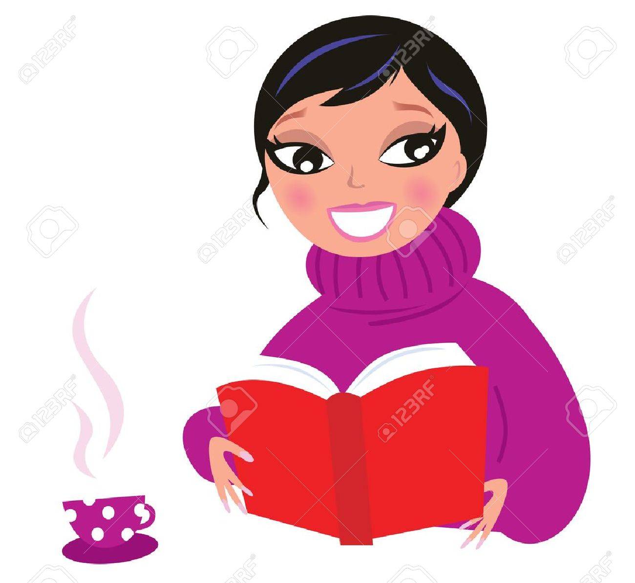1300x1192 Woman Reading Or Studying Book. Vector Illustration. Royalty Free