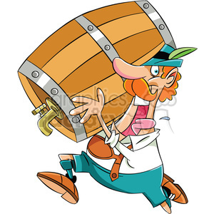300x300 Royalty Free Oktoberfest Character Guy Running With Barrel Of Beer