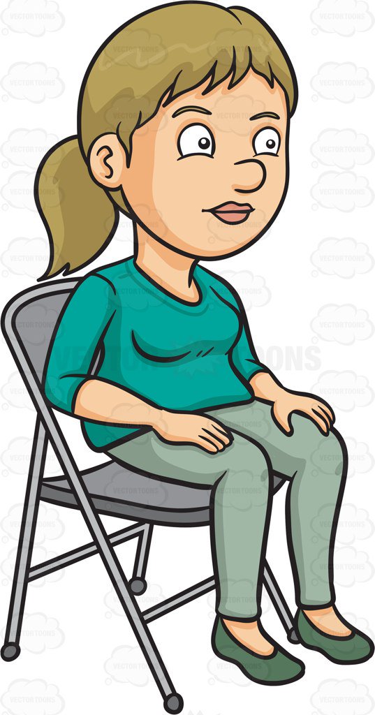 537x1024 A Woman Sitting On A Folding Chair Cartoon Clipart