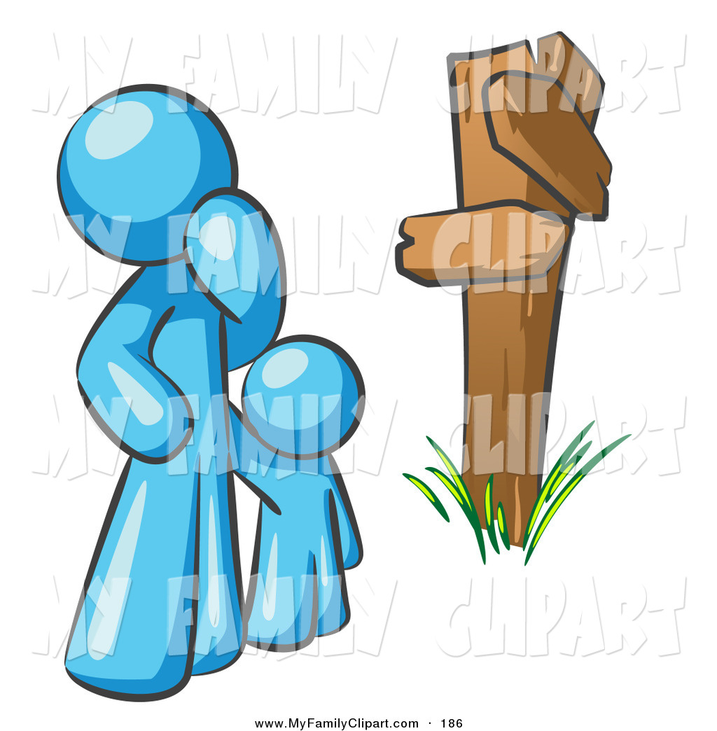 1024x1044 Clip Art Of A Lost And Confused Light Blue Man And Child Standing
