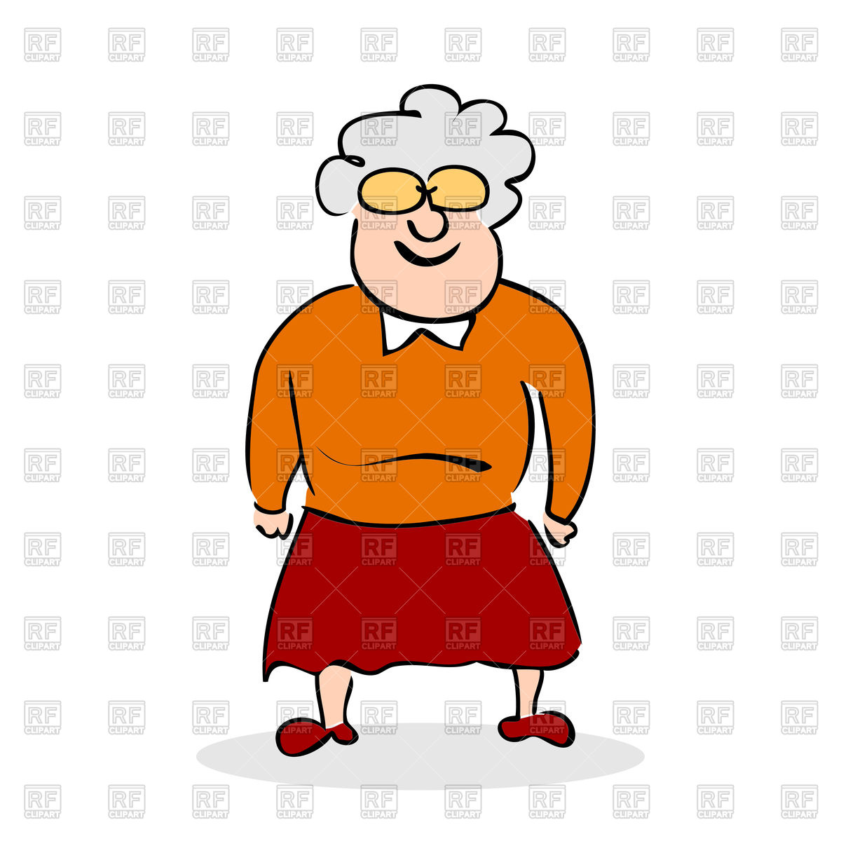 1200x1200 Funny Grandmother Standing Free Vector Clip Art Image