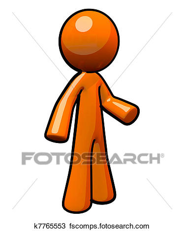 374x470 Drawing Of 3d Orange Man, Standing K7765553