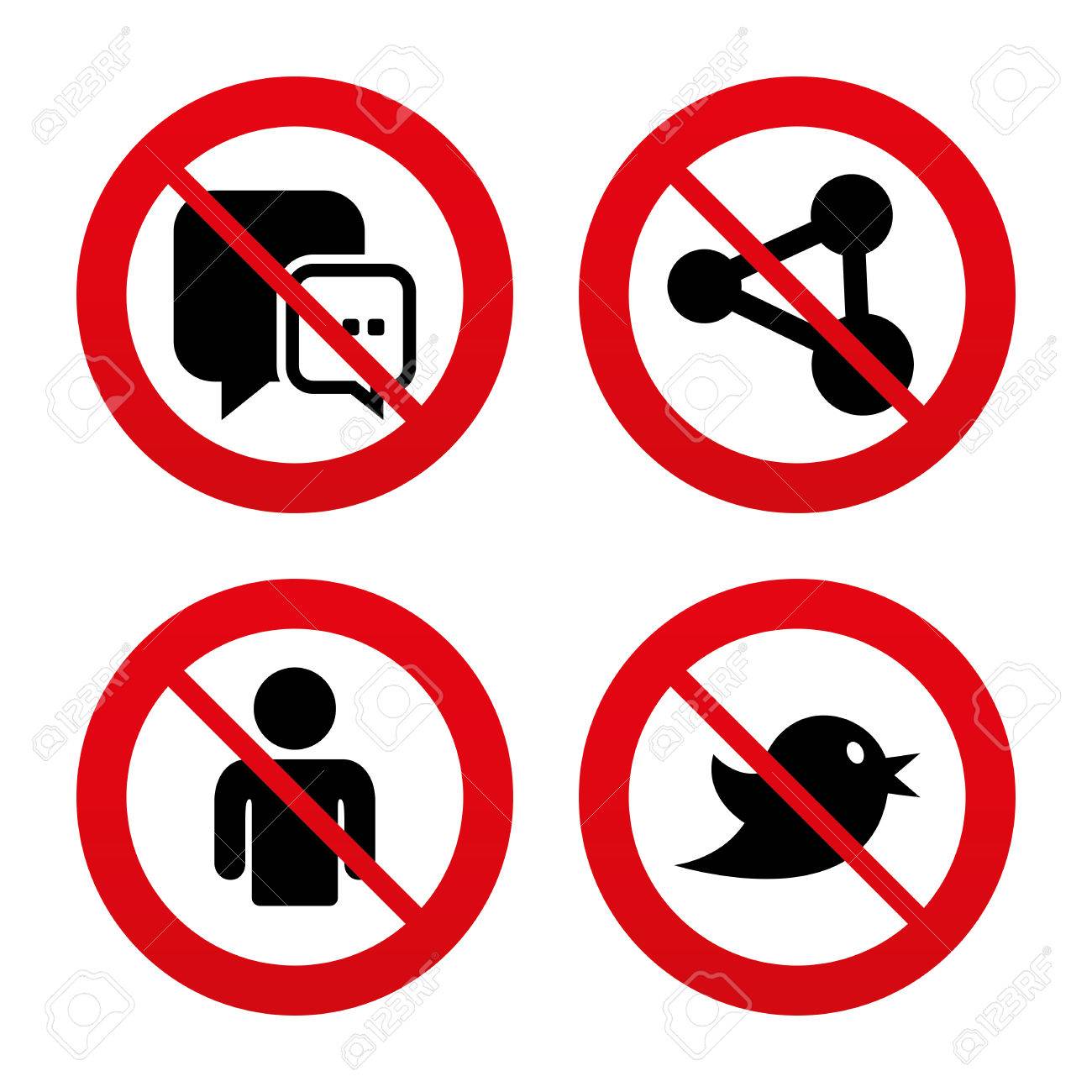 1300x1300 No, Ban Or Stop Signs. Social Media Icons. Chat Speech Bubble