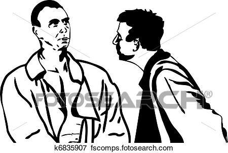 450x302 Clip Art Of Two Men Talking K6835907