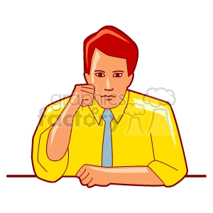 300x300 Royalty Free Cartoon Man Sitting