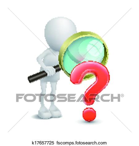 450x470 Clip Art Of 3d Guy Thinking In Front Of Big Question Mark Cube
