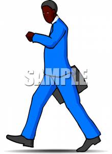 219x300 Art Image A Businessman Walking And Checking His Watch