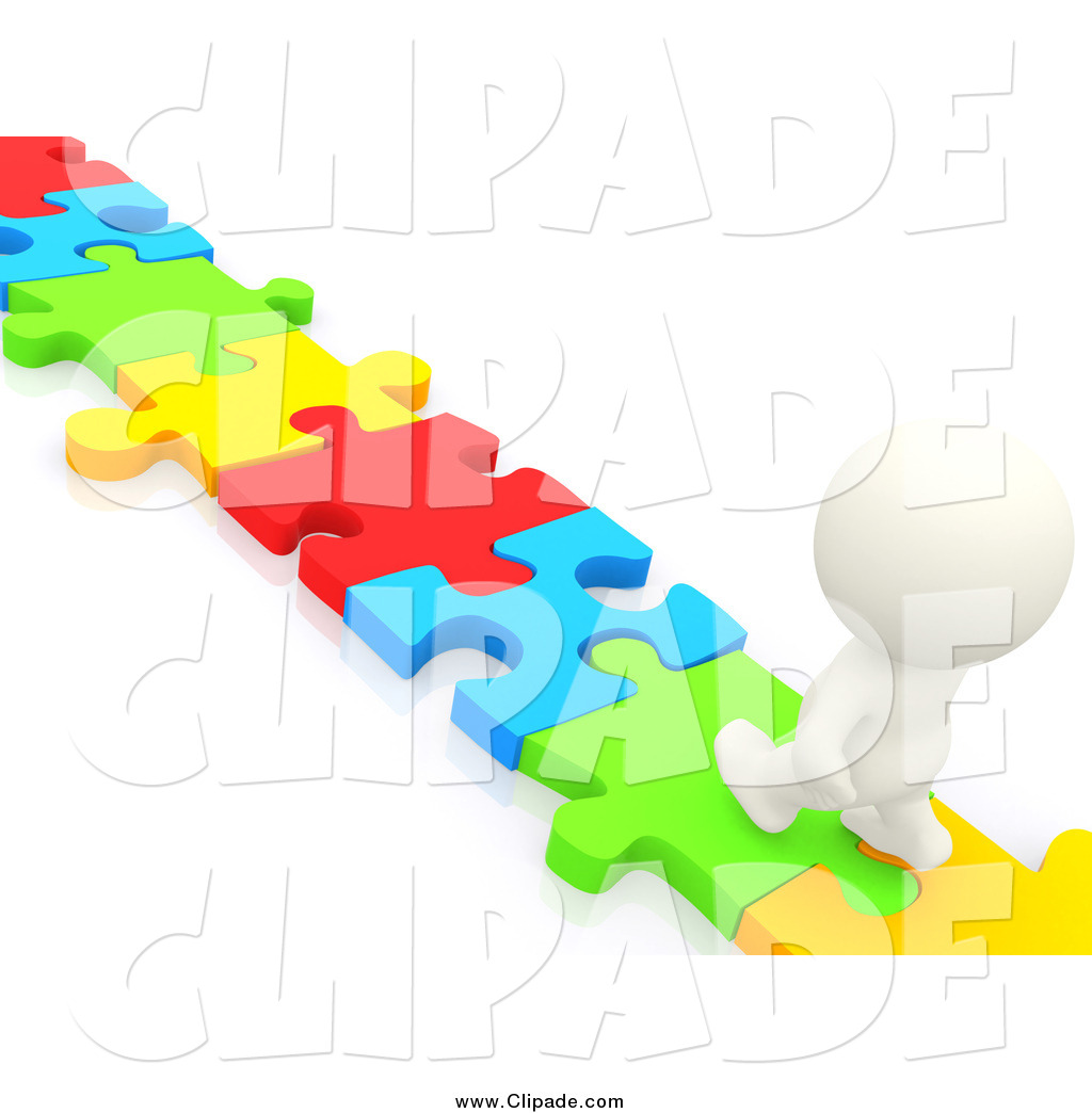 1024x1044 Clip Art Of A 3d White Person Walking On A Puzzle Piece Path By