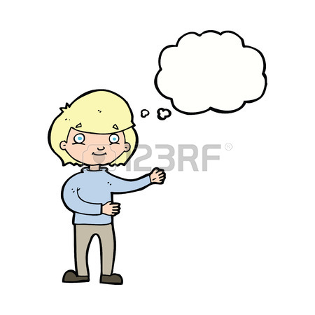 450x450 Cartoon Happy Person With Thought Bubble Royalty Free Cliparts
