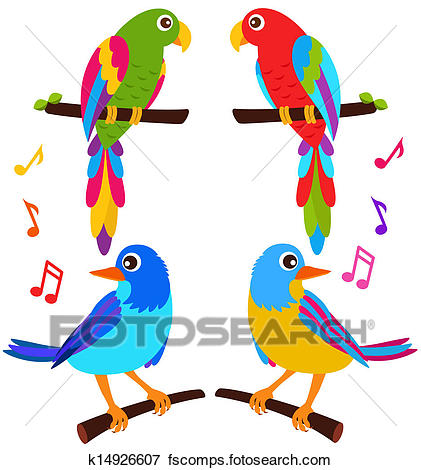 421x470 Clip Art Of Parrots And Birds K14926607
