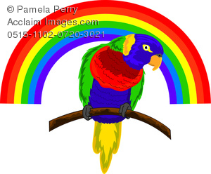 300x248 Art Illustration Of A Rainbow With A Tropical Parrot