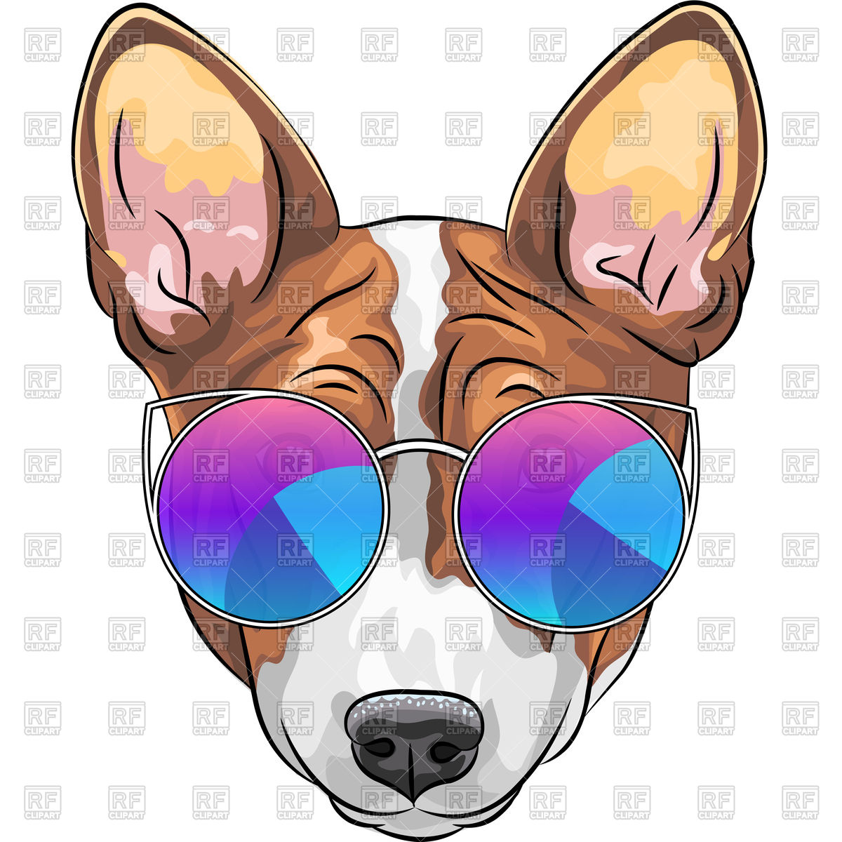 1200x1200 Portrait Of Hipster Dog Basenji Royalty Free Vector Clip Art Image