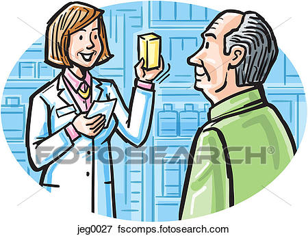 450x345 Stock Illustration Of A Pharmacist Talking To A Customer About His