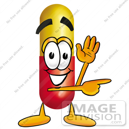 450x450 Clip Art Graphic Of A Red And Yellow Pill Capsule Cartoon