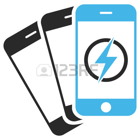 450x450 Electric Mobile Phone Icon Inside Rounded Rectangle Frame. Vector