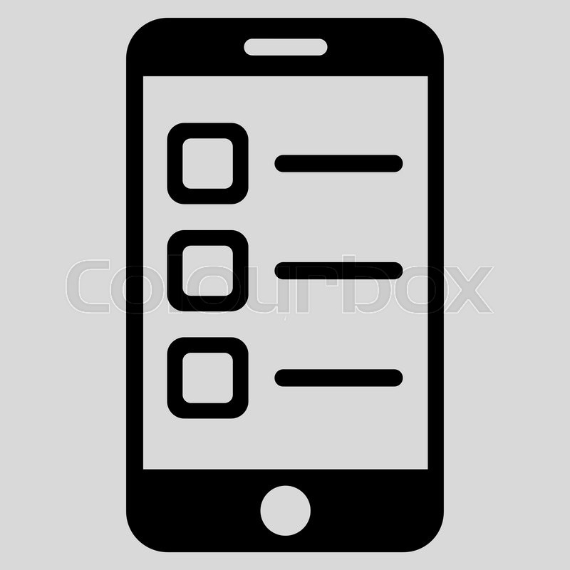 800x800 Mobile List Vector Icon. Style Is Flat Symbol, Black Color