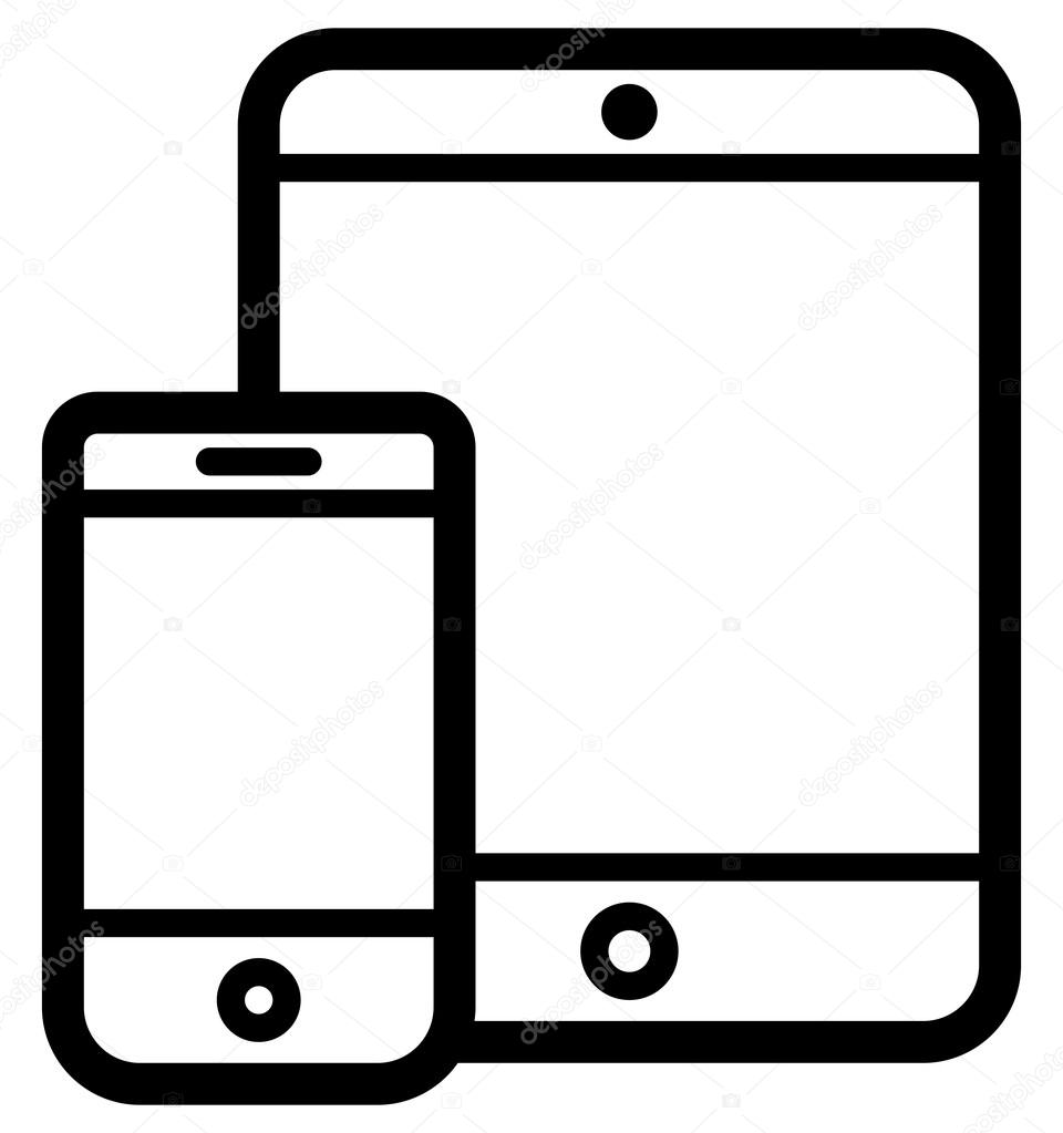 960x1023 Phone And Tablet Outline Icon Stock Vector Furtaev