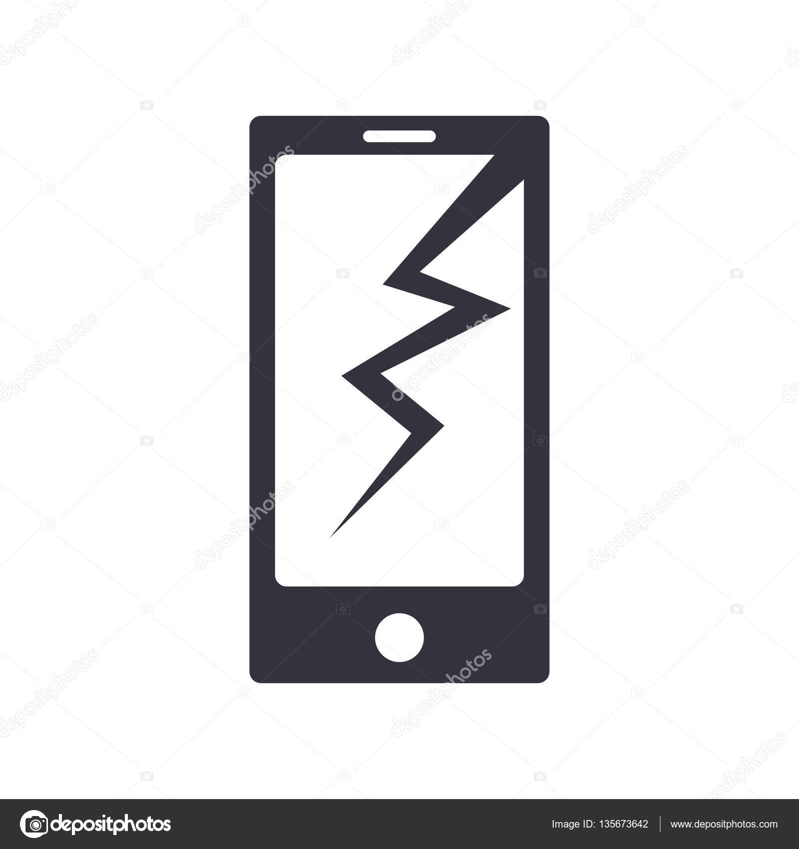 1600x1700 Phone Broken Simple Vector Icon. Stock Vector Liluydesign