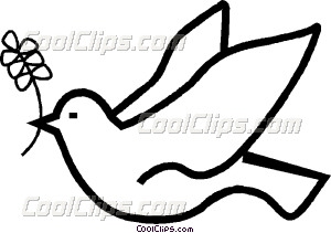 300x211 Dove With An Olive Branch In Vector Clip Art
