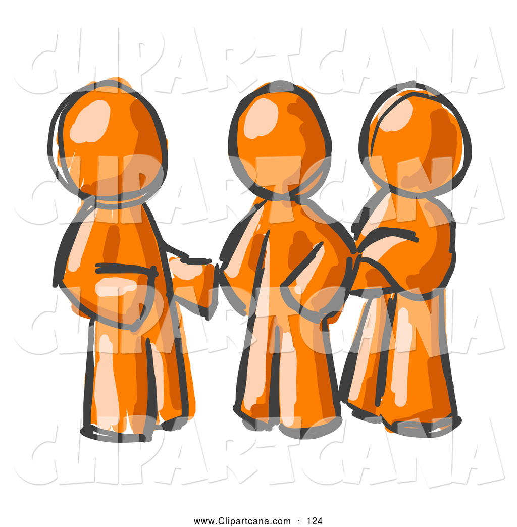 1024x1044 Clip Art Of A Trio Of Painted Orange Men Talking