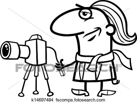 450x337 Clipart Of Photographer Cartoon Coloring Page K14697484