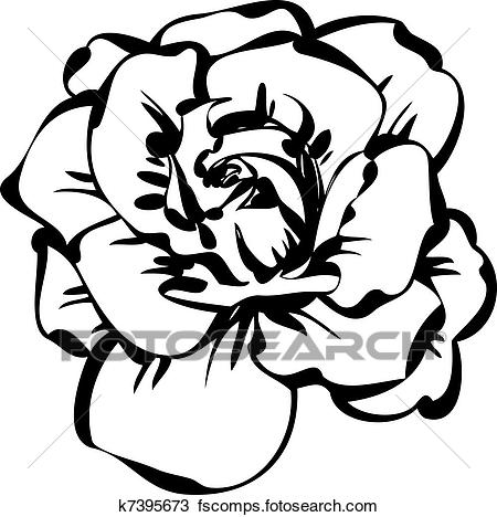 450x468 Clipart Of Black And White Sketch Of Rose K7395673