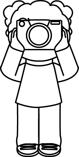 256x510 Black And White Girl Taking A Picture Clip Art