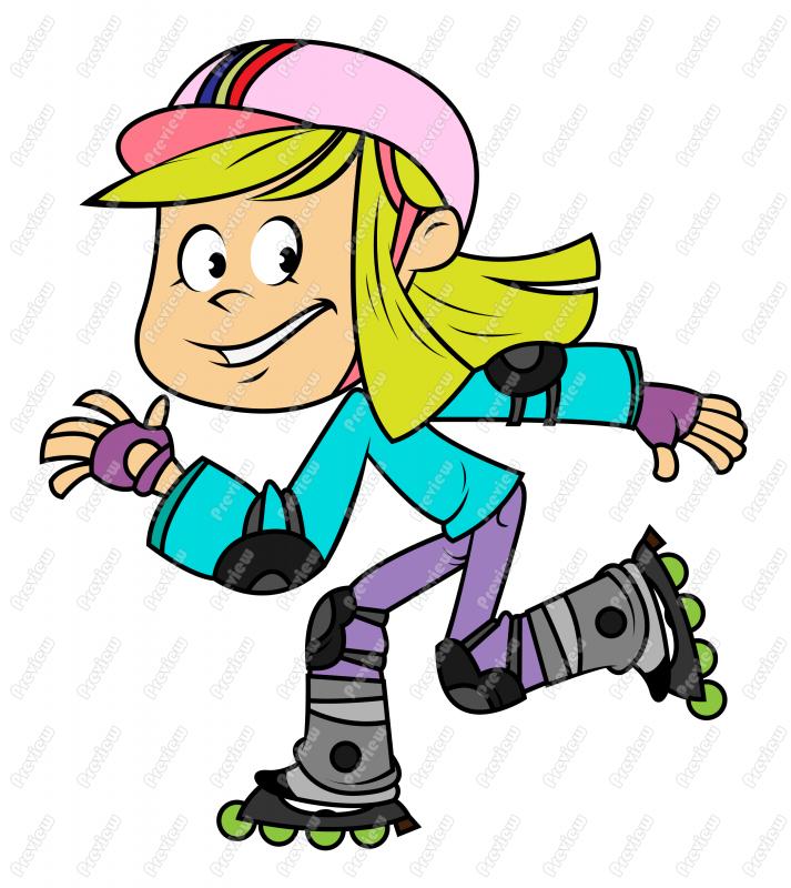 713x800 Girl Rollerblading Clip Art